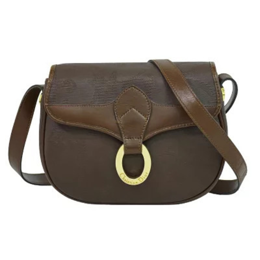 Christian Dior Trotter Shoulder Bag Leather Brown